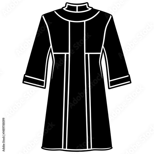 Simple Black Cassock Silhouette on White Background
