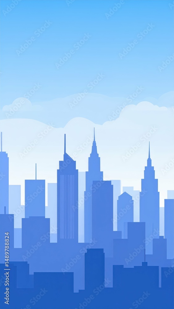 Obraz premium City Skyline Art with Layered Composition and Focal Elements