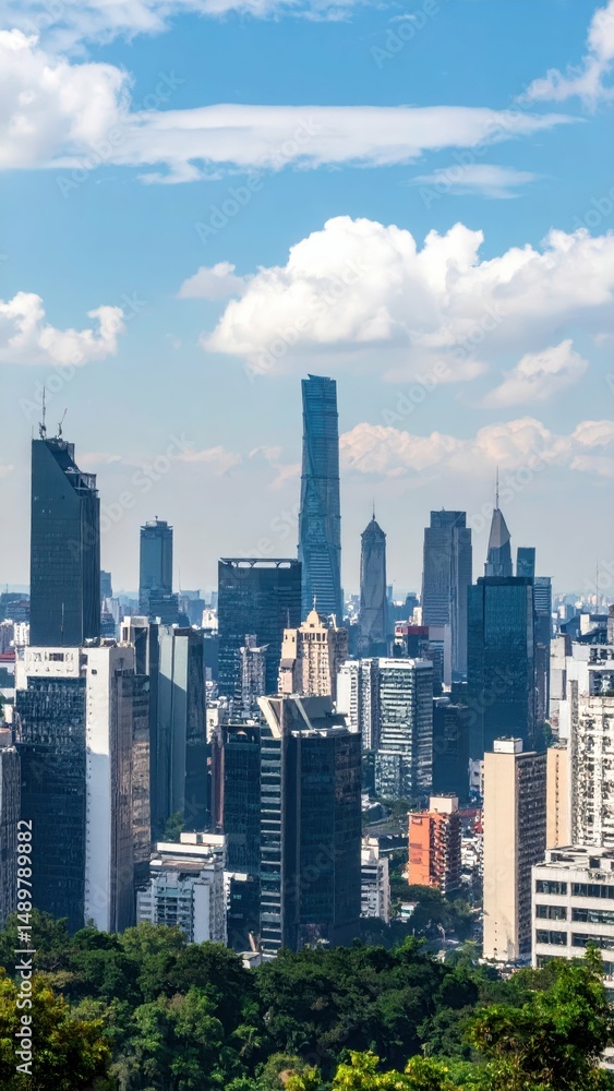 Fototapeta premium Urban Skyline View Highlighting Future Possibilities of a Cityscape