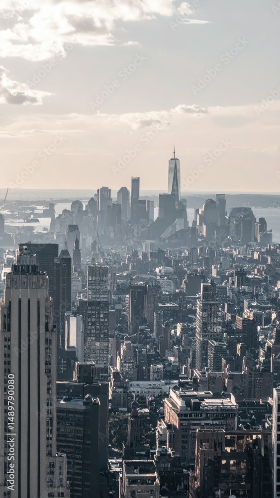 Fototapeta premium City Skyline with Depth and Scale Atmosphere Over a Horizon View