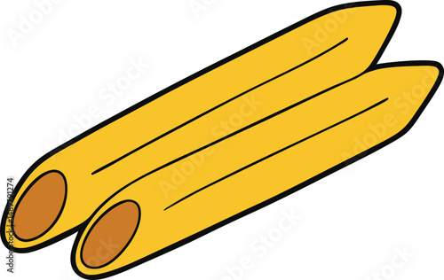 penne pasta with white background