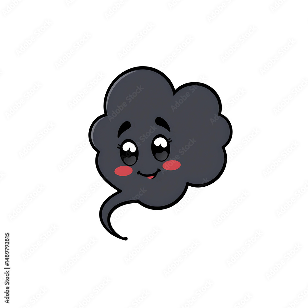 Fototapeta premium Cute Cartoon Cloud Character with a Happy Expression and Blushing Cheeks