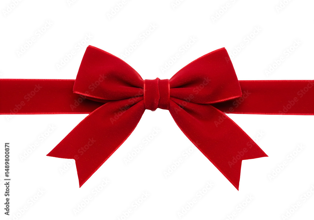 Fototapeta premium Red bow isolated on transparent background Generative Ai.
