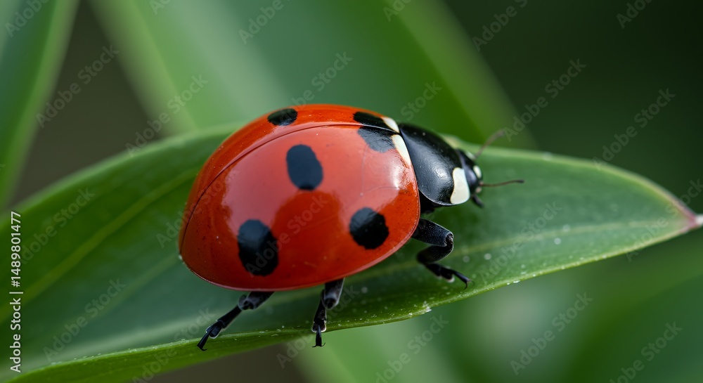 Magnificent Ladybug on a Vibrant Green Leaf Magnificent Ladybug on a Vibrant Green Leaf