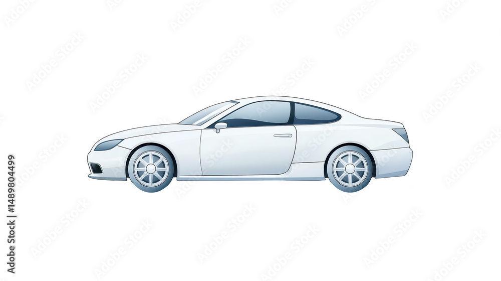 Sleek white sports car on white background, study in automotive contrast Sleek white sports car on white background, study in automotive contrast
