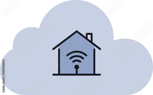 Smart Home Cloud Icon - Minimalist Vector Design