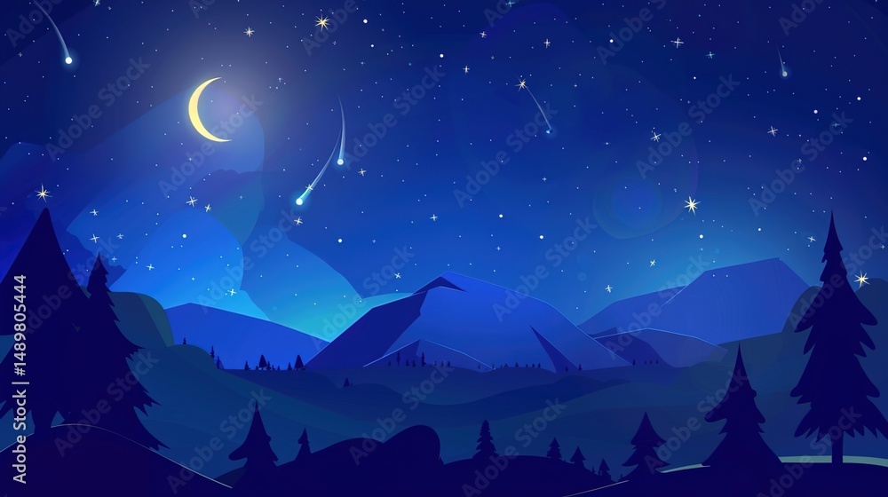 Fototapeta premium Enigmatic Dark Blue Space Backdrops: Starry Night Sky Vistas for Timeless Celestial Design