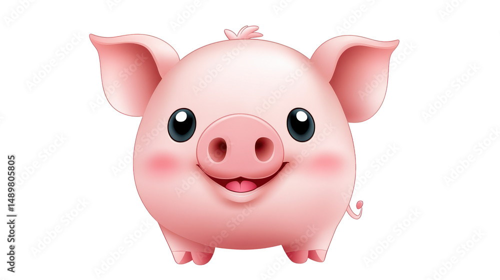Closeup of an adorable pink pig with big, expressive eyes and a wide, cheerful smile Closeup of an adorable pink pig with big, expressive eyes and a wide, cheerful smile