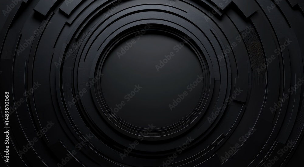 Dark, concentric circles, geometric design. Abstract, technological, layered shapes Dark, concentric circles, geometric design. Abstract, technological, layered shapes
