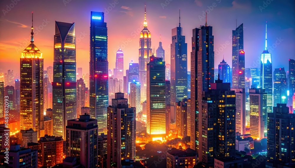 Fototapeta premium Artistic Cityscape Highlighting Creative Energy of Urban Environment