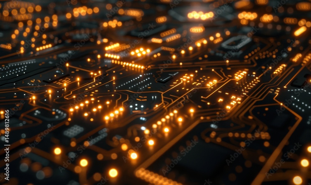 Glowing Circuit Board, Technology, Abstract, Background, Digital, Innovation, Close-up, Data Glowing Circuit Board, Technology, Abstract, Background, Digital, Innovation, Close-up, Data