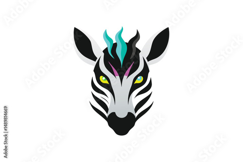 Photography black and white portrait of a zebra