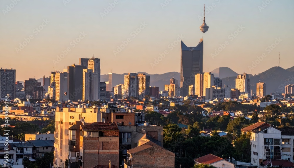 Fototapeta premium Cityscape Highlighting Play of Light on Various Urban Surfaces