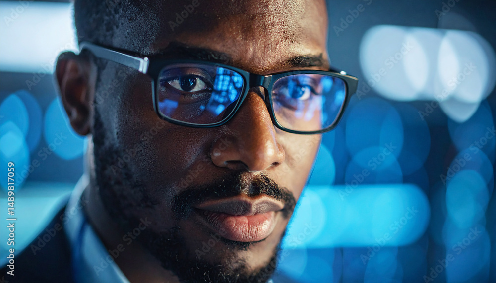 Close-up of a professional man working in glasses. Close-up of a professional man working in glasses.