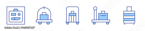 luggage cart, baggage, luggage. Luggage Icon vector illustration. Line Duotone style. Editable stroke
