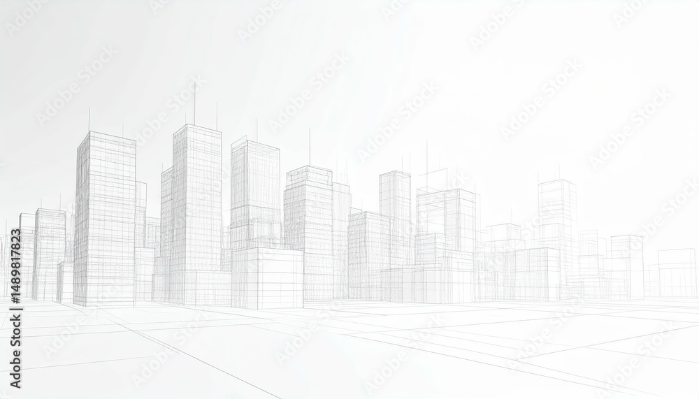Fototapeta premium Cityscape Design with Emphasis on Negative Space and Building Scale