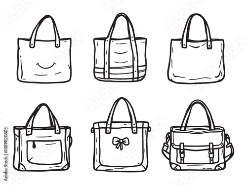 Tote Bag line art vector illustration