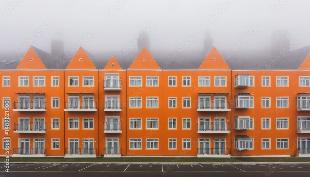Fototapeta premium Misty Morning Orange Apartment Building