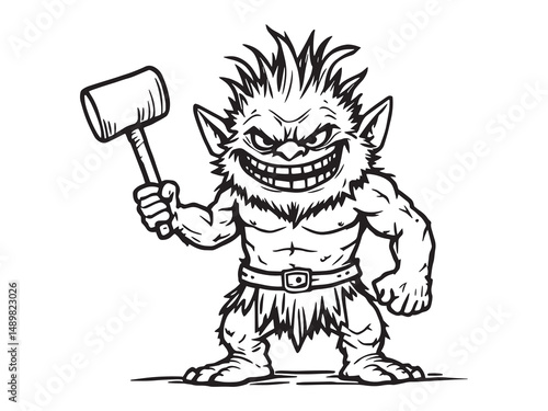 Troll Club line art vector illustration