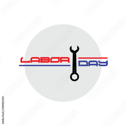 Modern Labor Day logo with wrench separator design