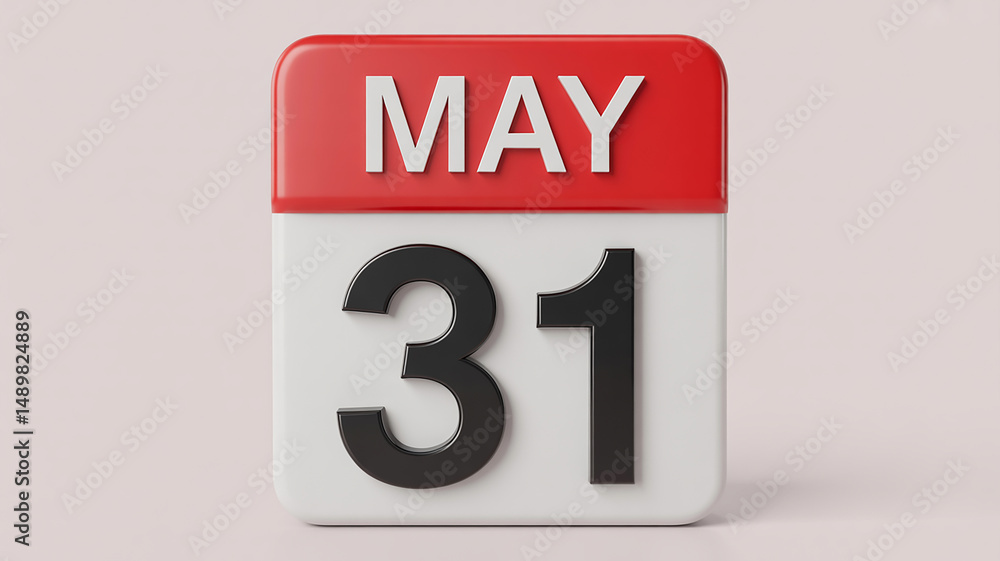 Fototapeta premium May 31st calendar date cube 3d render illustration