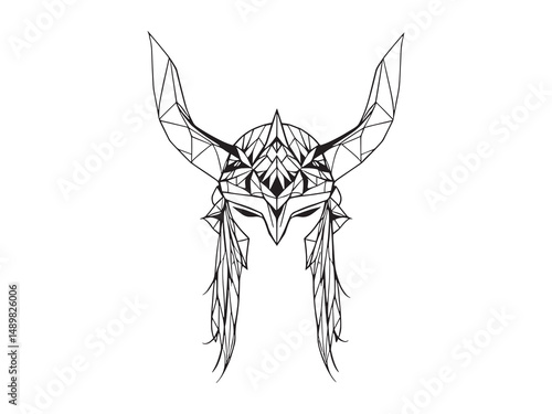 Valkyrie Helm line art vector illustration