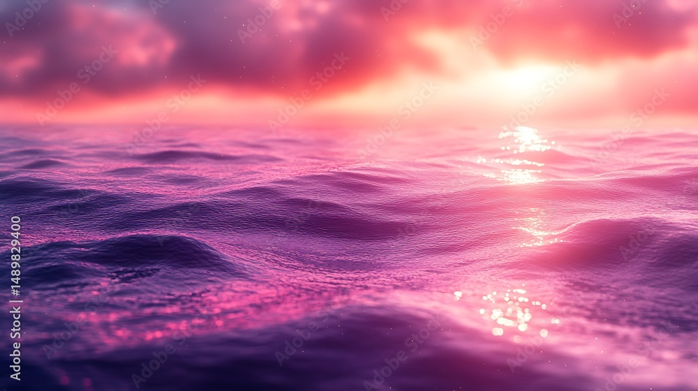 Fototapeta premium Vibrant pink purple ocean waves high resolution image