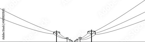 Power Line to Horizon - Minimalist Vector