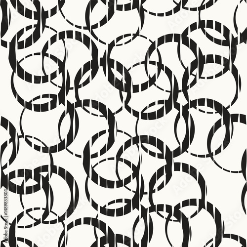 Vector seamless pattern. Modern stylish texture. Repeating geometric tiles with hand-drawn careless circles. Monochrome creative print. Contemporary graphic design.