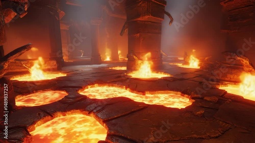 View of hell with frame and lava