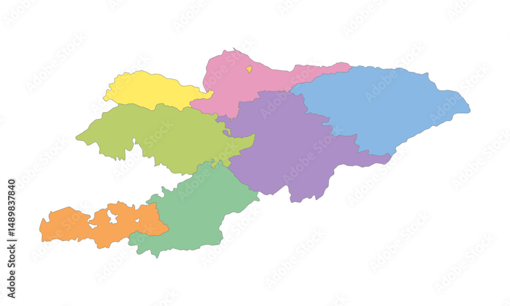 Fototapeta premium Multicolor Map of Kyrgyzstan with Regions