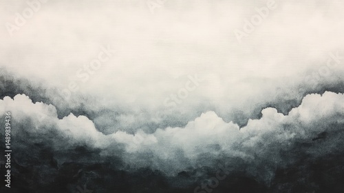 Dark, moody cloudscape; grayscale watercolor-like texture