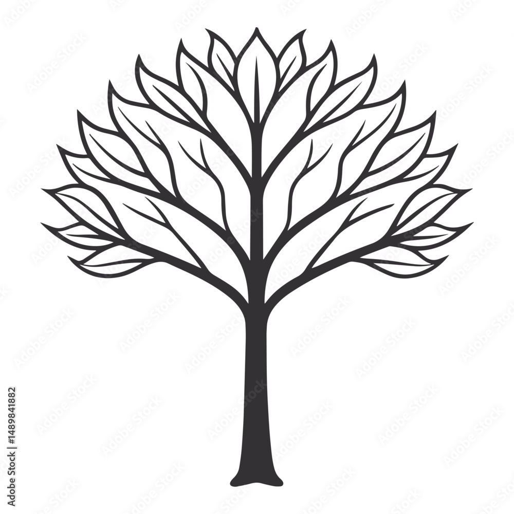Obraz premium Minimalist Black and White Abstract Tree Silhouette Vector