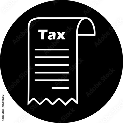 Tax Receipt Icon: Circular White/Transparent Document for Financial Records