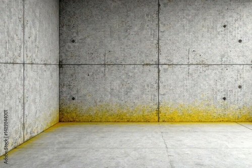 Wallpaper Mural Empty Corner of a Room with Weathered Concrete Walls and Yellow Staining at the Bottom Torontodigital.ca