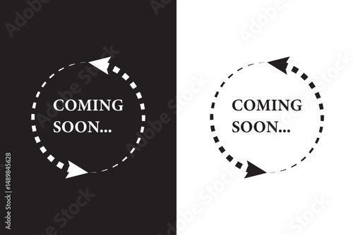 Coming soon loading icon isolated on black and white background eps10