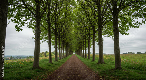 Long road with trees on both sides