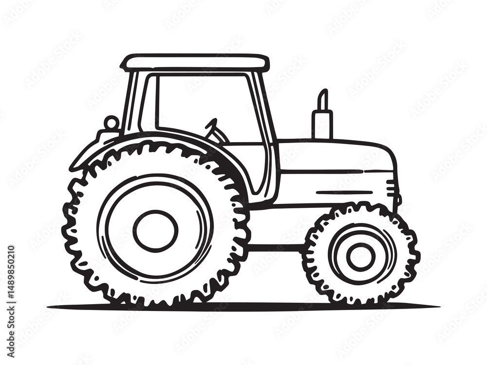 Tractor line art illustration Tractor line art illustration