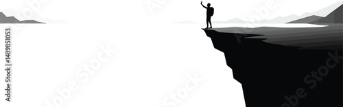 Selfie on Cliff - Minimalist Vector