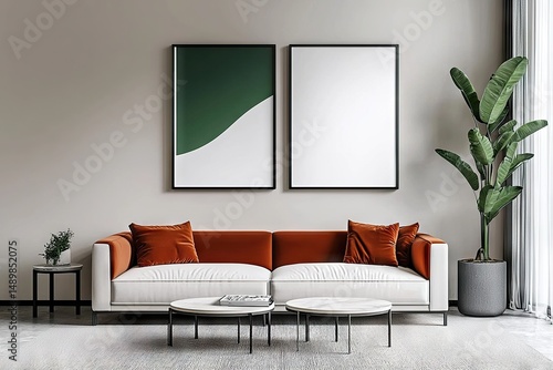 Modern living room design showcase urban environment interior decor minimalist aesthetic bright natural light