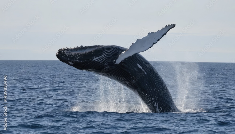 Fototapeta premium Majestic Humpback Whale Breaching the Ocean Surface