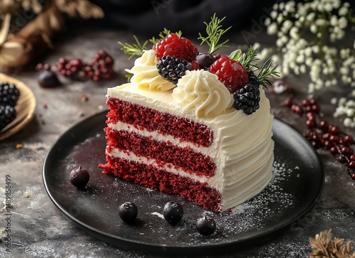 Red Velvet Cake with Berries