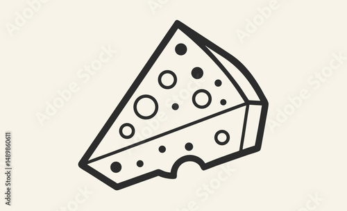 Cheese slice icon, Dairy food silhouette, Swiss cheese vector
