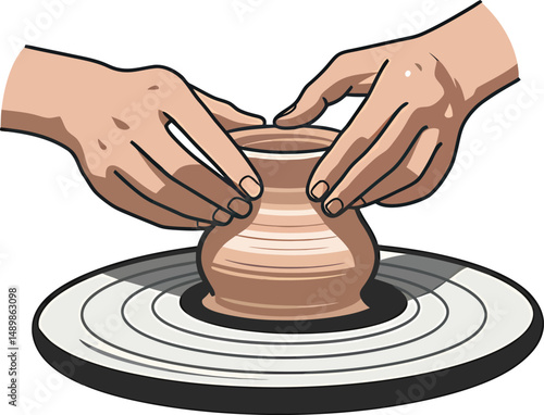 Potter Shaping Clay Abstract Vector