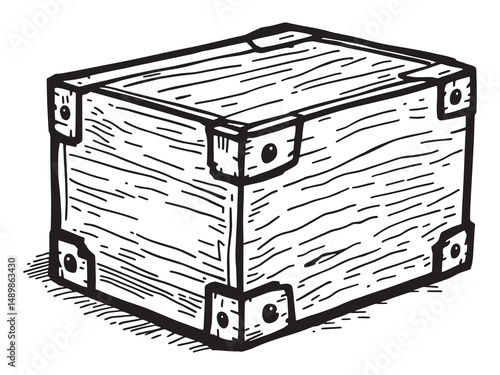 Wooden Plyo Box vector line art illustration