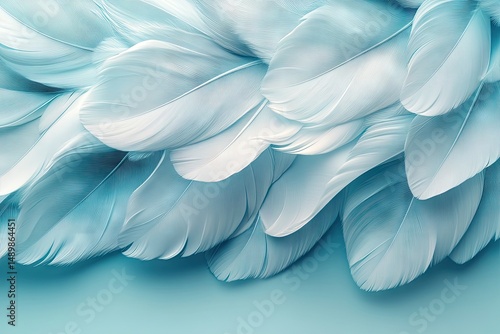 Soft, light blue feathers arranged in a delicate design.