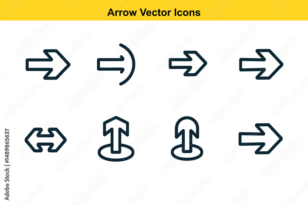 Vector Arrow Icons Collection – Directional, Curved, and Decorative Arrow Symbols. Vector Navigation Symbols for UI and Web Interfaces Vector Arrow Icons Collection – Directional, Curved, and Decorative Arrow Symbols. Vector Navigation Symbols for UI and Web Interfaces