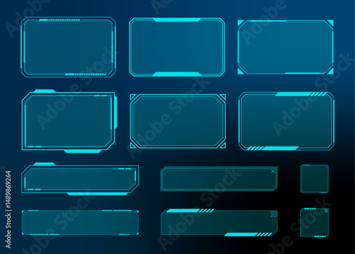Futuristic HUD UI Elements for Digital Display and Interface Design