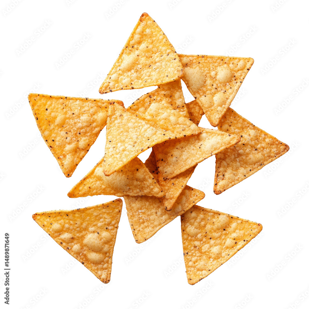Pile of Tortilla Chips Isolated on Transparent Background, Food Photography, Snack, Triangle Chips, Tortilla Chips, Snacks, Food Pile of Tortilla Chips Isolated on Transparent Background, Food Photography, Snack, Triangle Chips, Tortilla Chips, Snacks, Food