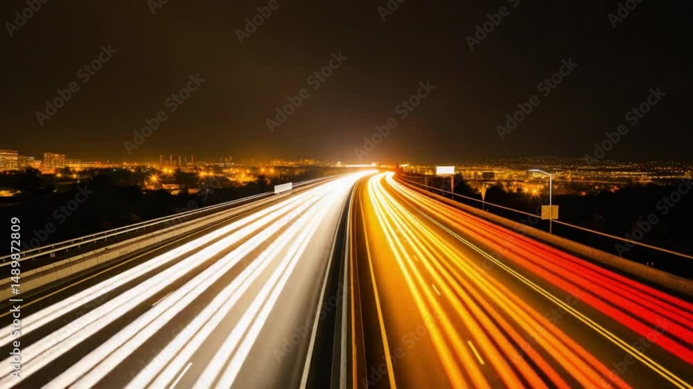 Night Highway Blur: A long exposure of a city highway at night, the headlights and taillights of speeding cars streak across the asphalt like streaks of light. Night Highway Blur: A long exposure of a city highway at night, the headlights and taillights of speeding cars streak across the asphalt like streaks of light.
